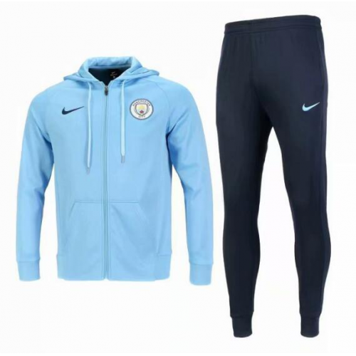 Manchester City 18/19 Hoodie Jacket Tracksuits Blue With Pants